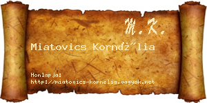 Miatovics Kornélia névjegykártya